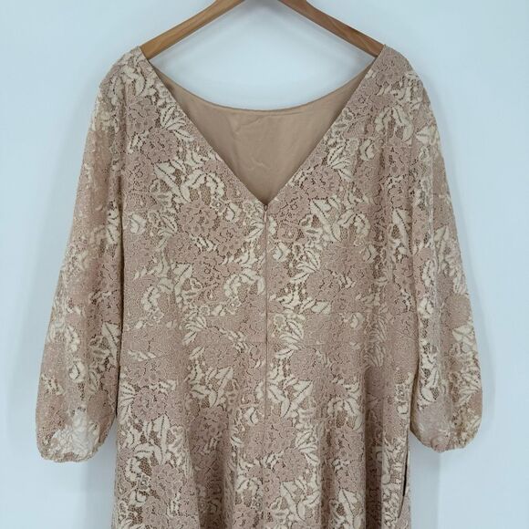 Eliza J‎ Bateau Neck Lace Fit & Flare Knee Length Dress Pink Plus Women 24W - Picture 6 of 11